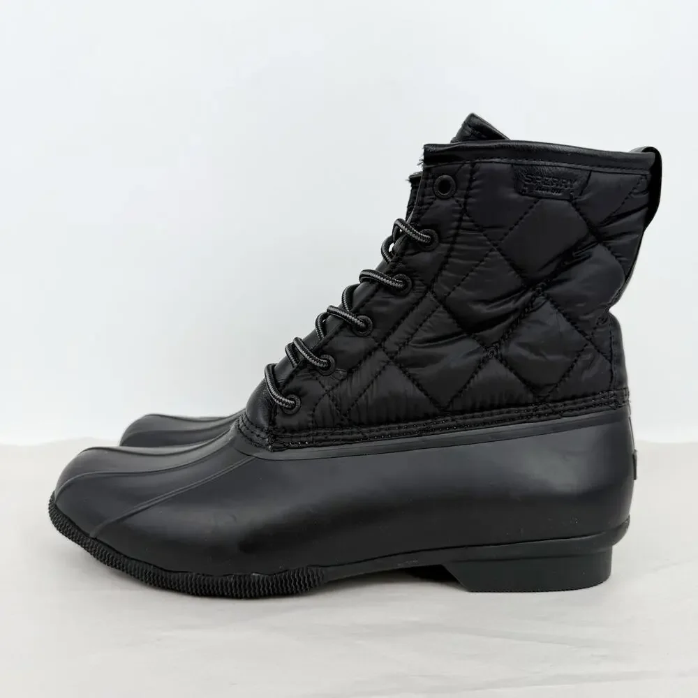 SPERRY Mens Saltwater Quilted Duck Rain Boots US 12 Black Water Resistant NWOB
